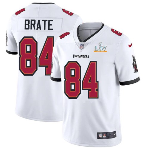 Men's Tampa Bay Buccaneers #84 Cameron Brate White 2021 Super Bowl LV Limited Stitched NFL Jersey